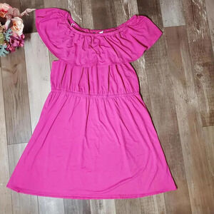 NWT NY Collection Women's Plus Size Off-the-Shoulder Dress Size 2X Bright Pink